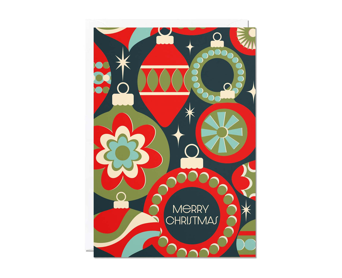 Merry Christmas Vintage Baubles Christmas Card