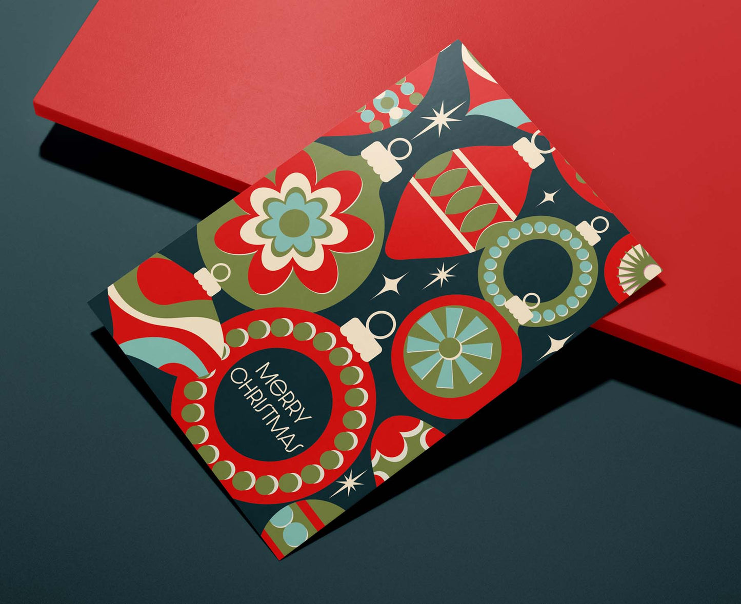 Merry Christmas Vintage Baubles Christmas Card