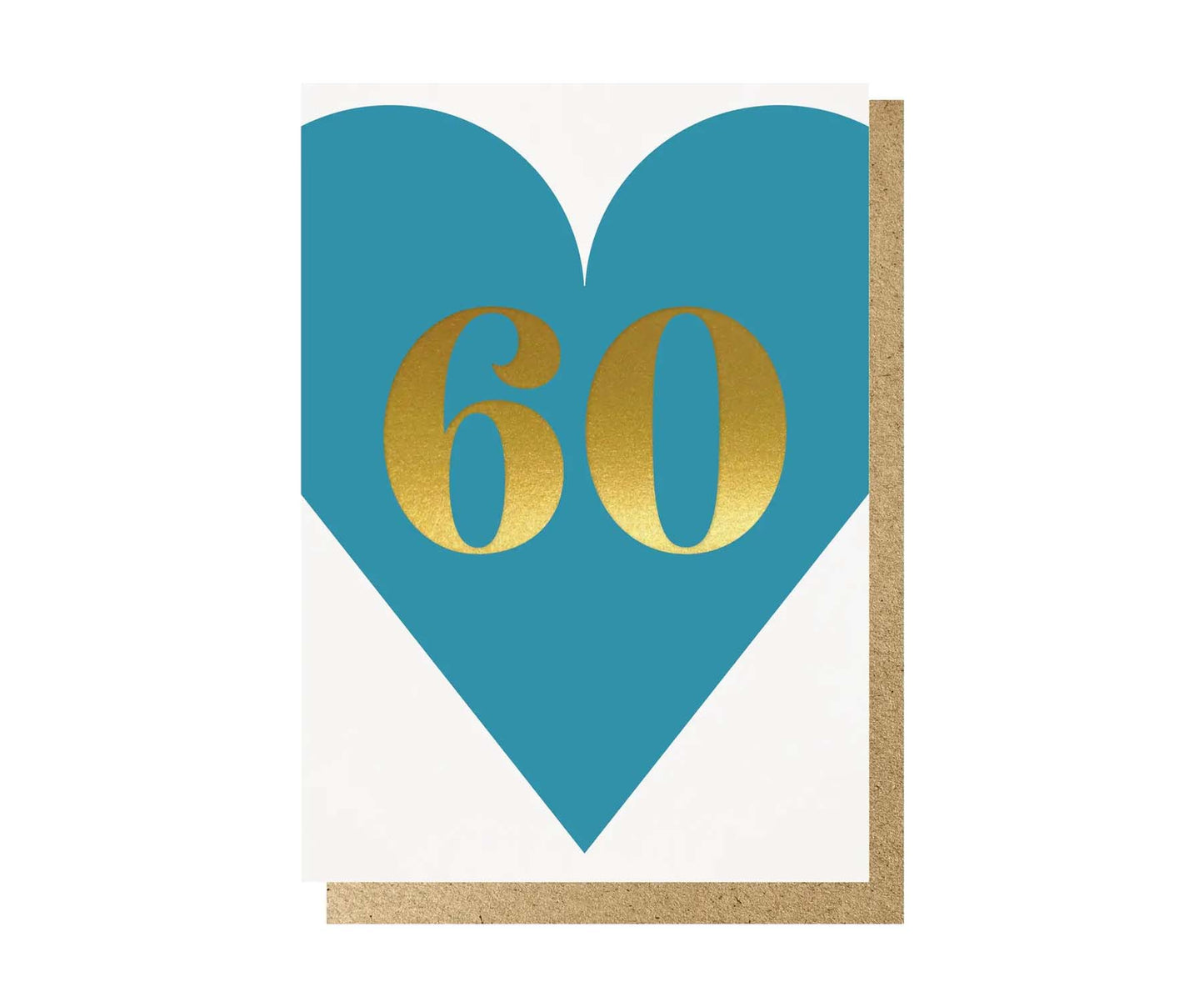 60th Pale Blue Teal & Gold Foiled Birthday Card