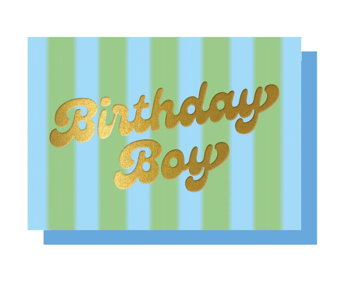 Birthday Boy Stripes Gold Foiled Birthday Card