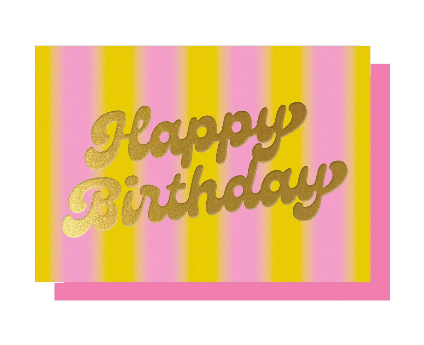 Happy Birthday Stripes Gold Foiled Birthday Card