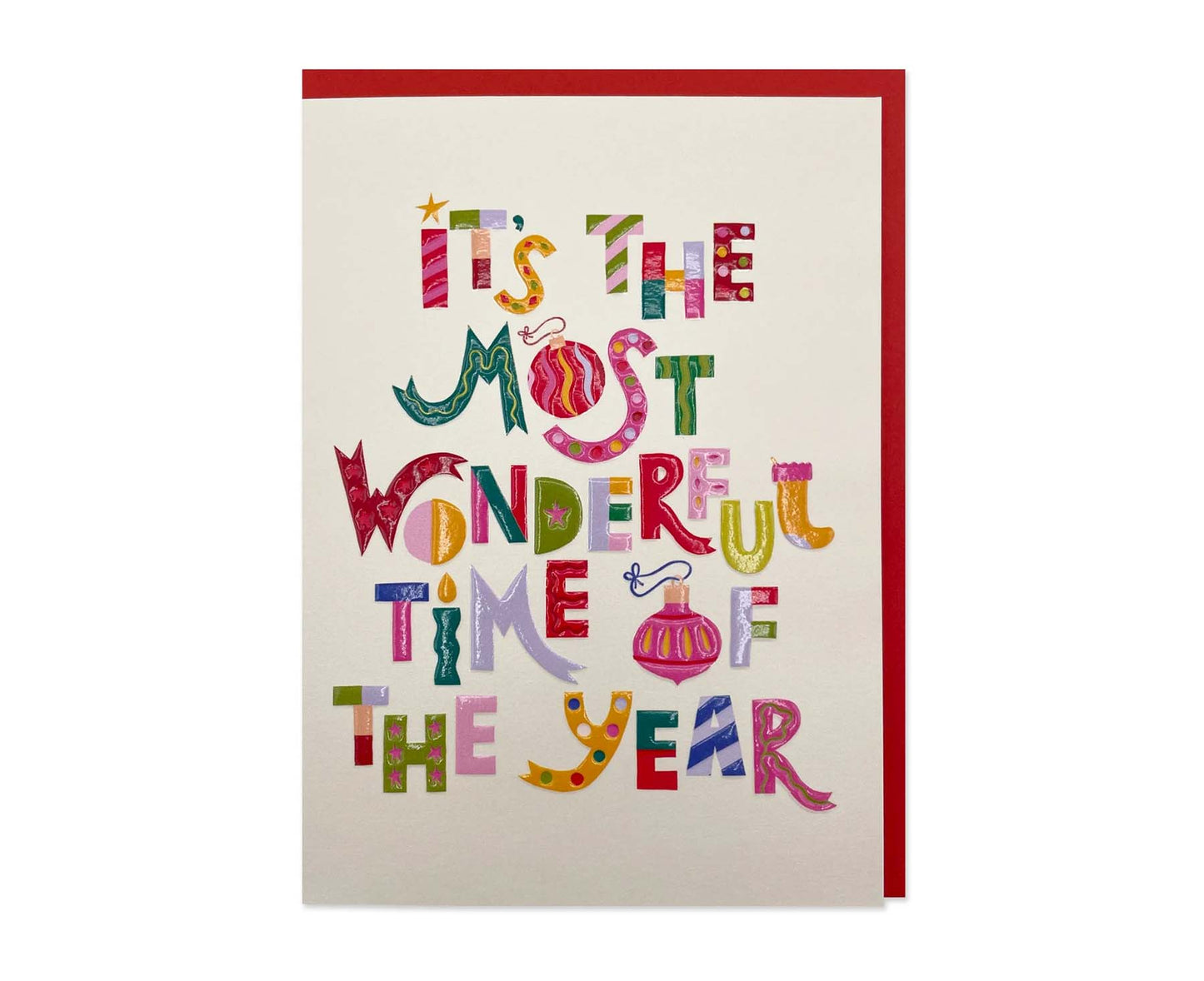 It's The Most Wonderful Time Of The Year embossed Christmas card