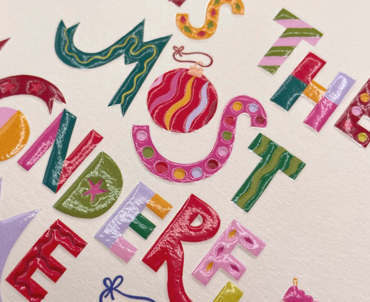 It's The Most Wonderful Time Of The Year embossed Christmas card