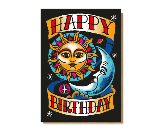 Sun and Moon Tattoo Birthday Card