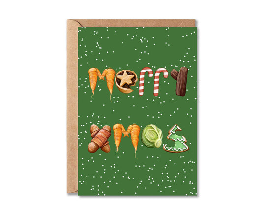 Merry Xmas Food Typography Christmas Card