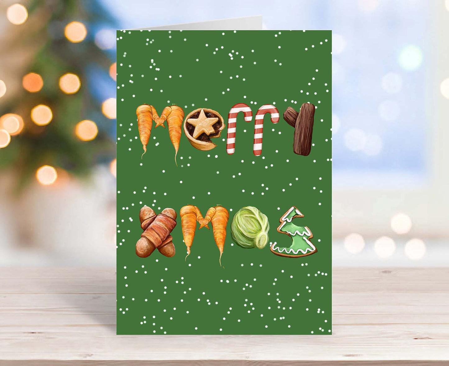 Merry Xmas Food Typography Christmas Card