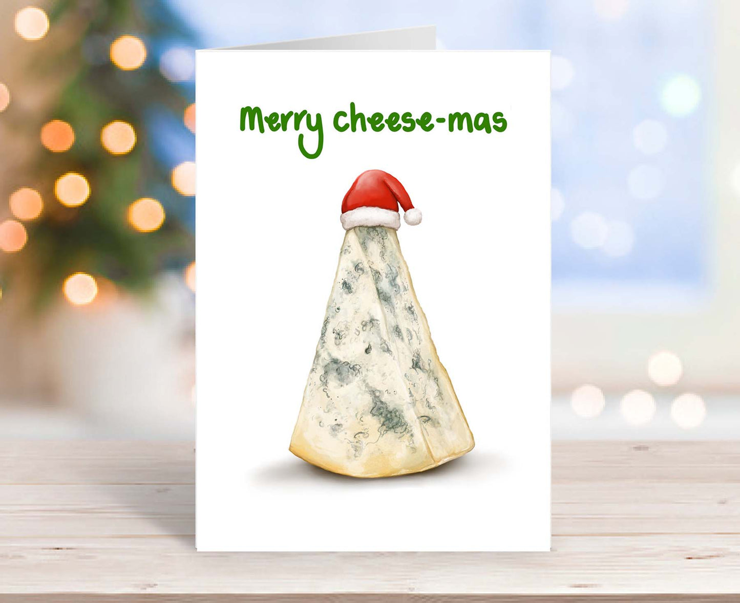 Merry Cheese-mas Blue Cheese Christmas Card