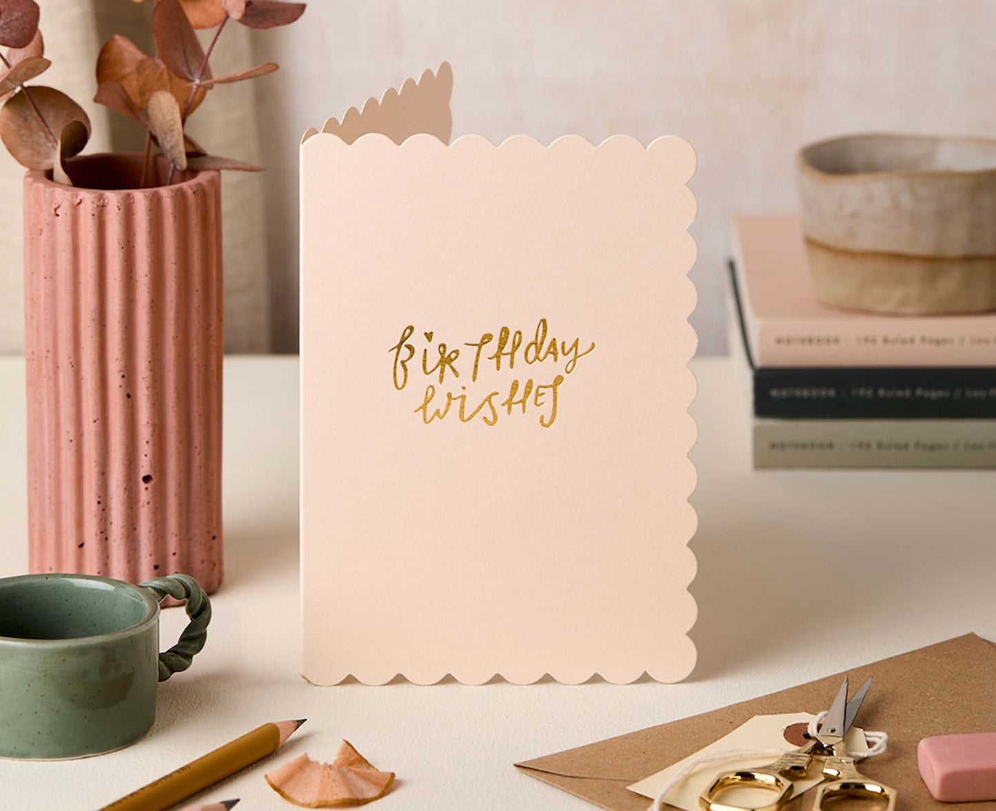 Scallop Gold Foiled Blush Birthday Card