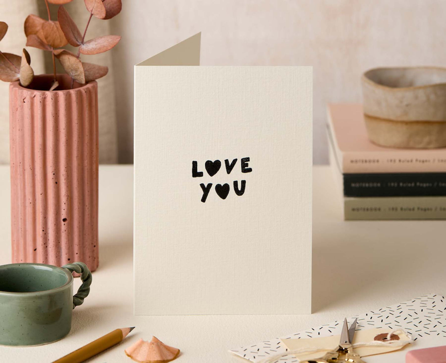 Handprinted Love You Hearts Valentines / Anniversary Card