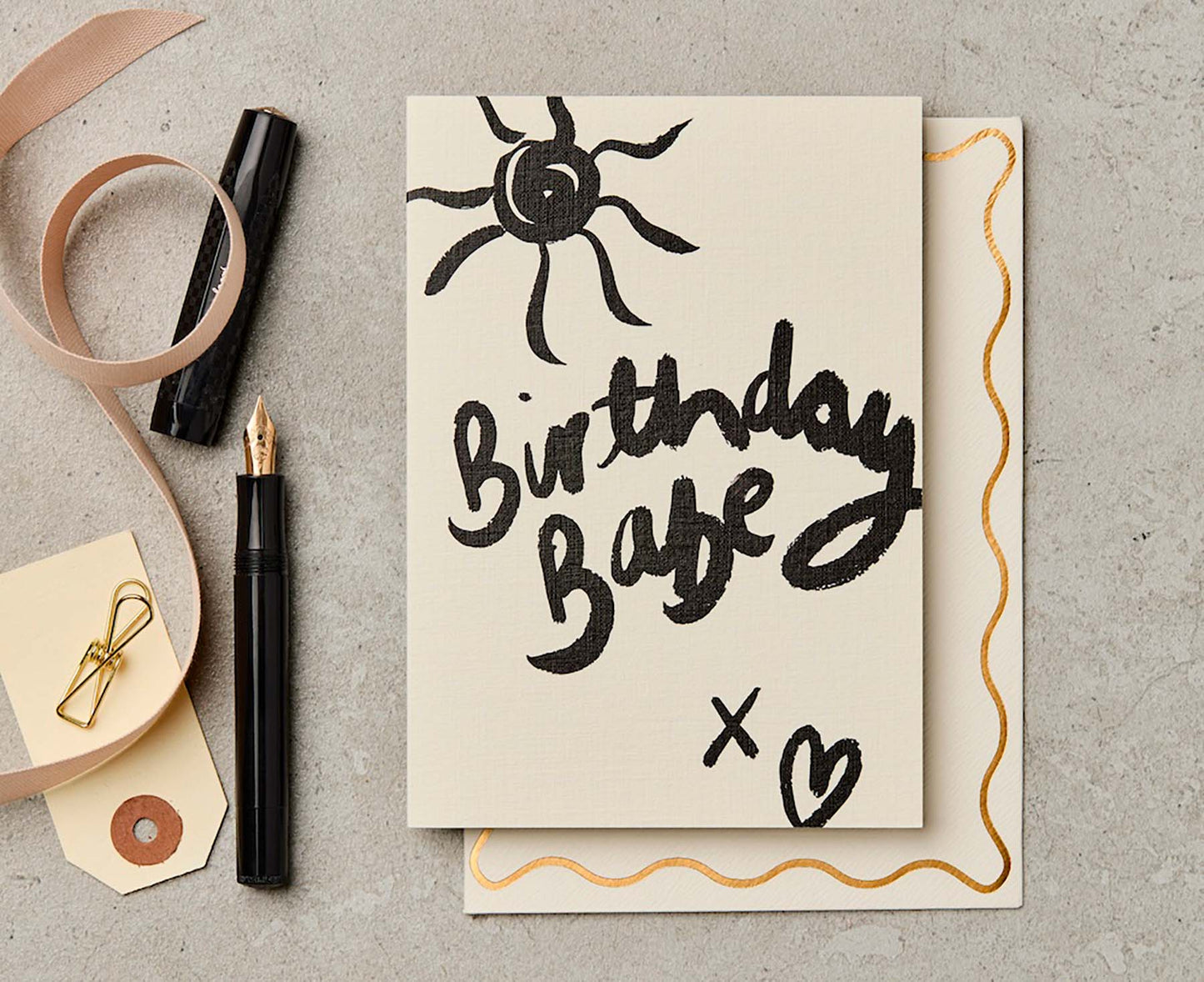 Handprinted Birthday Babe Brushed Birthday Card