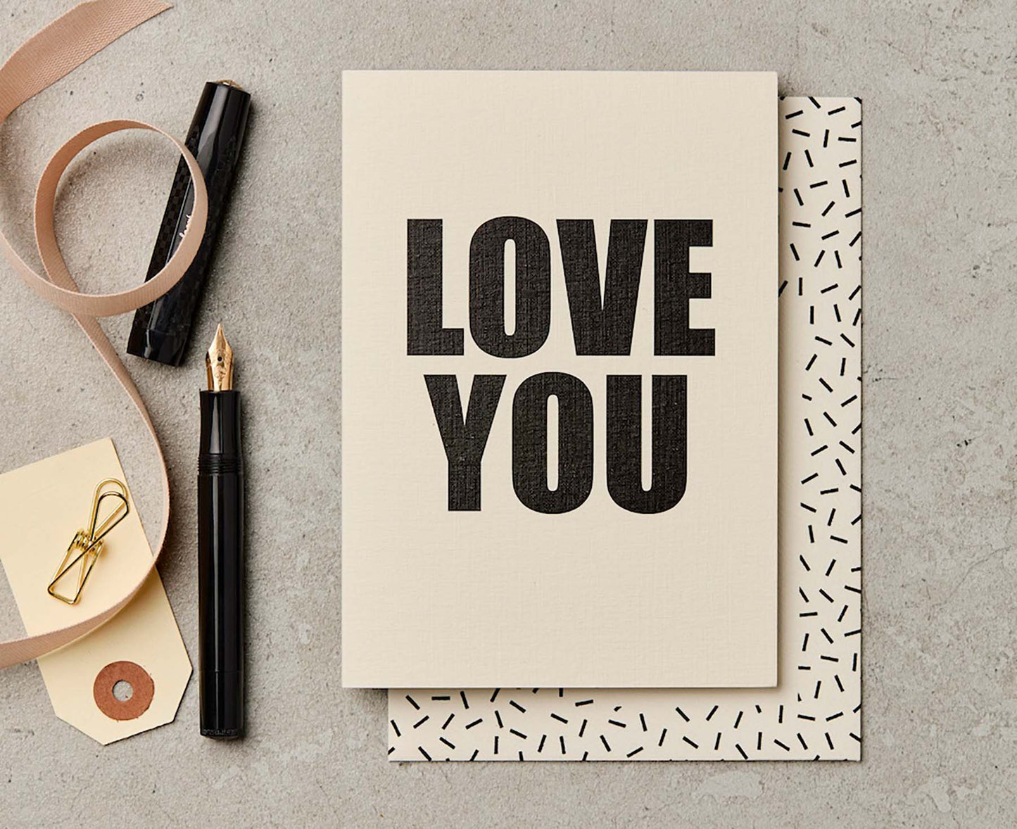 Handprinted Love You Bold Type Valentines / Anniversary Card