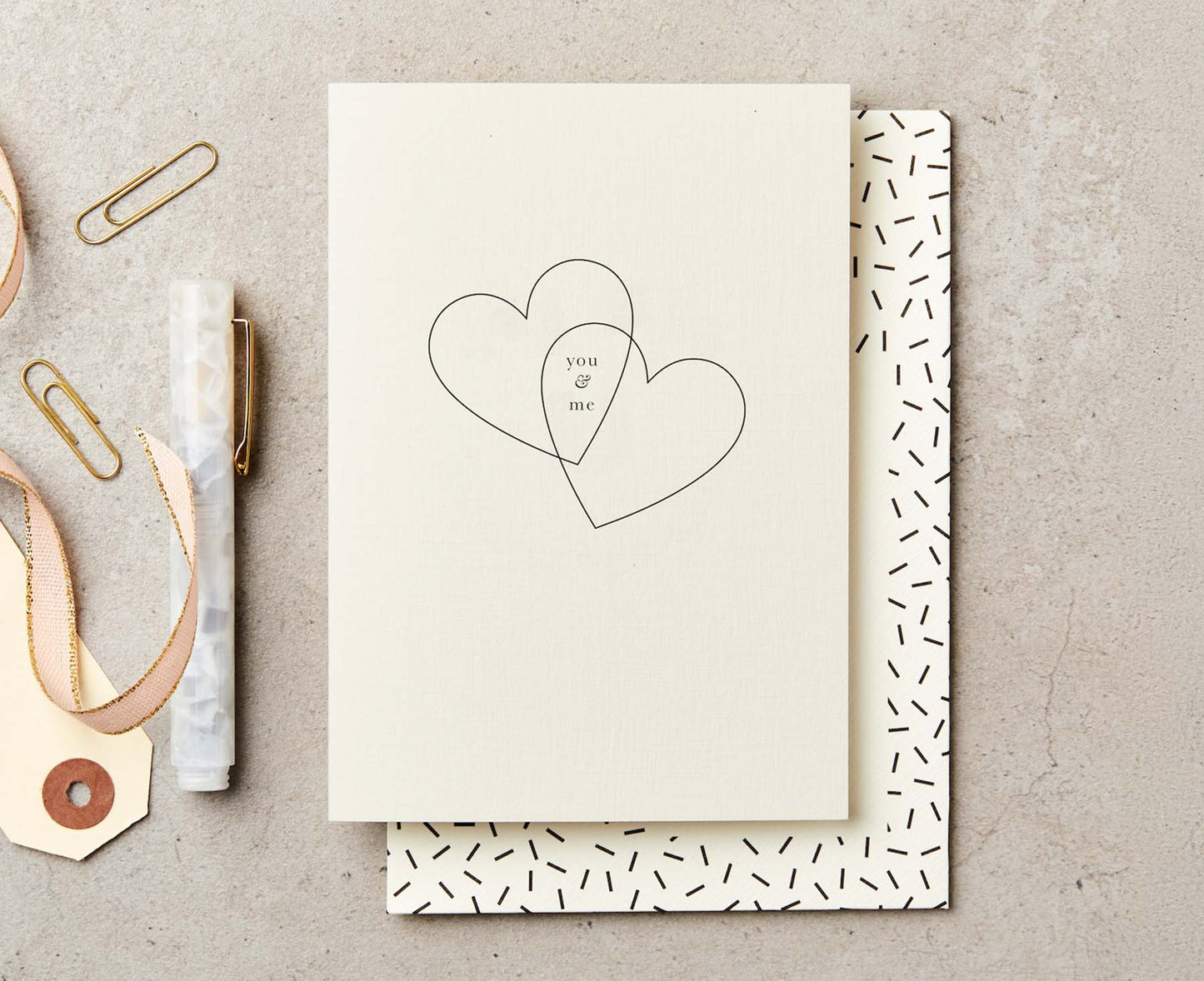Handprinted You & Me Hearts Valentines / Anniversary Card