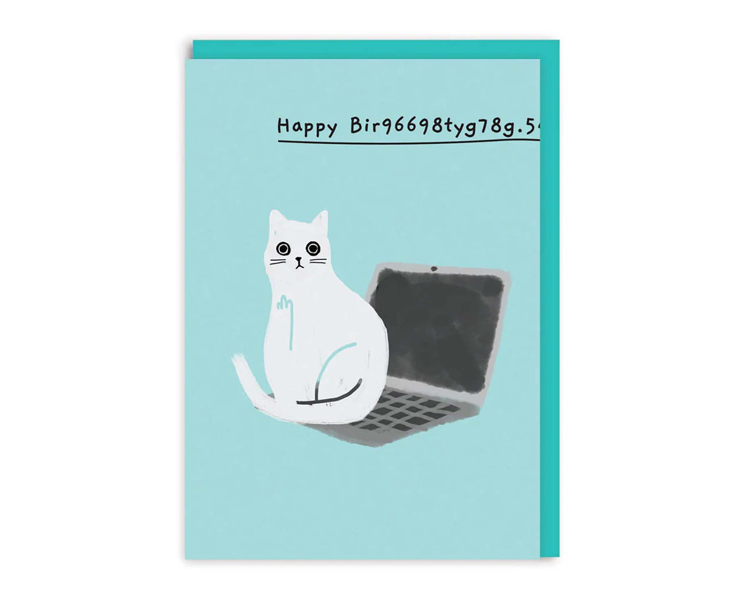 Happy Bir9669.. Cat on Laptop Birthday Card