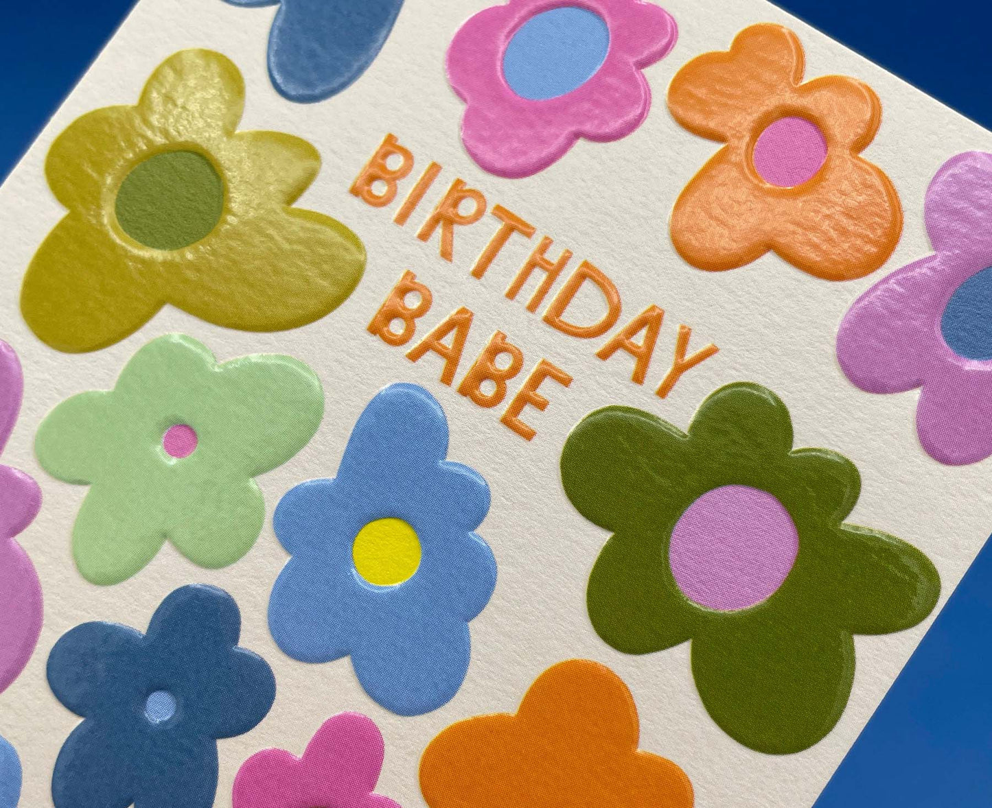 Birthday Babe Flowers embossed mini birthday card