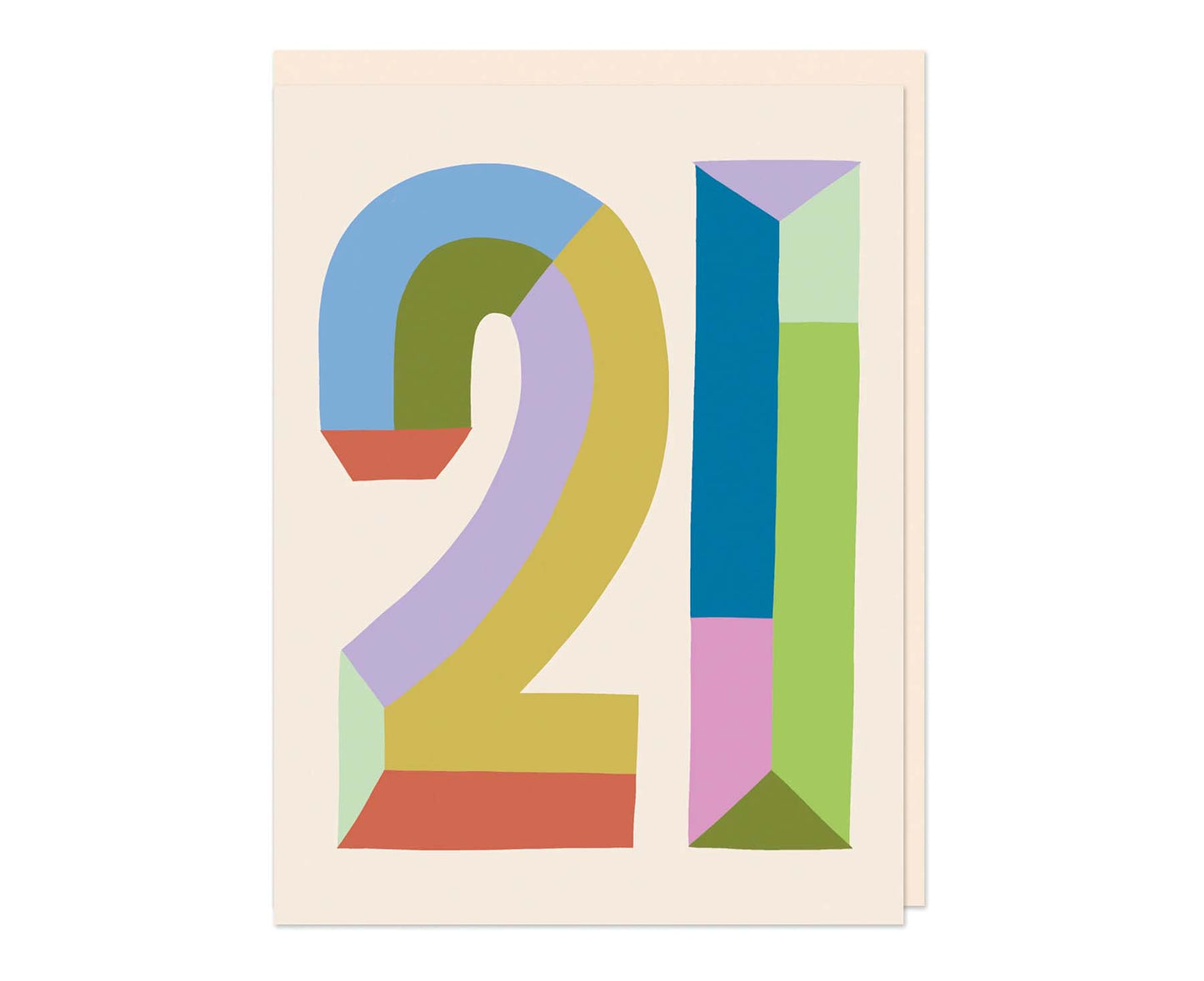 Bold Colourful 21 embossed mini 21st Birthday Card