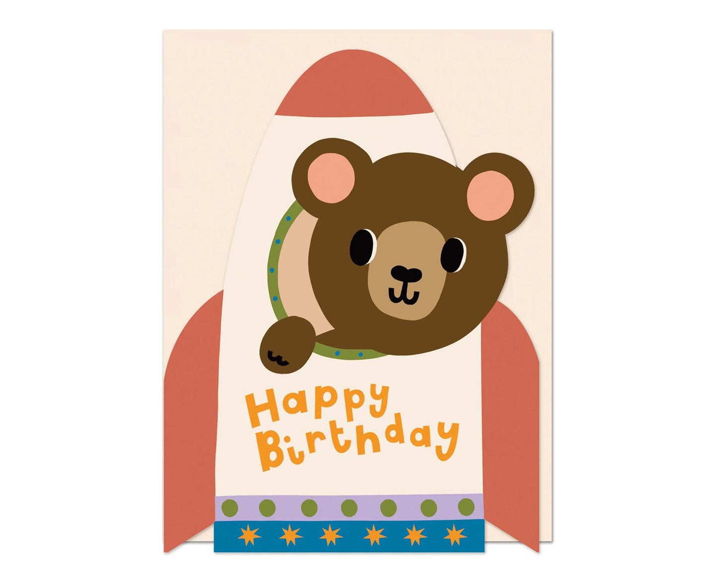 Bear in a Rocket Cutout Mini Birthday Card