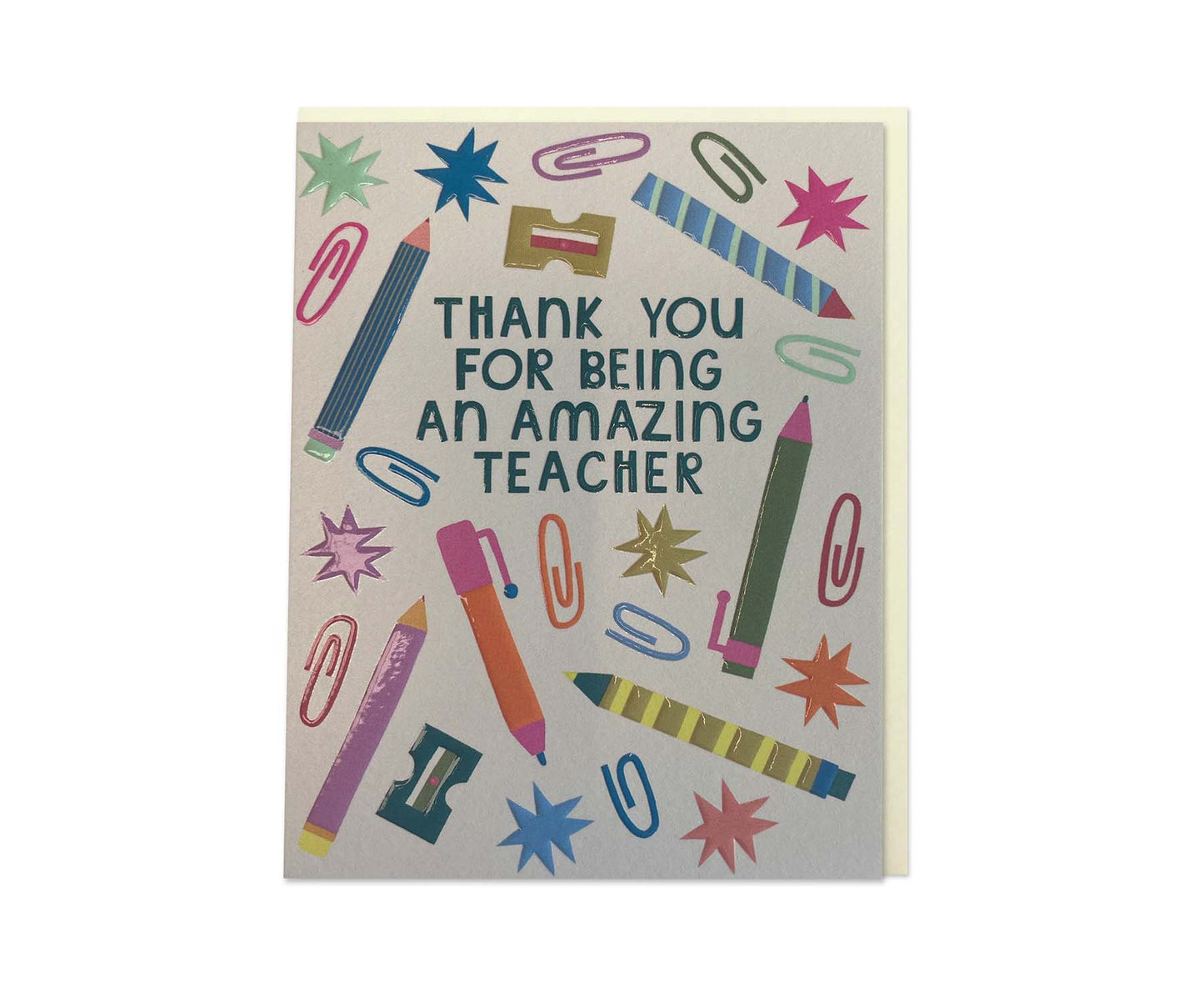 Thank You To An Amazing Teacher embossed mini card