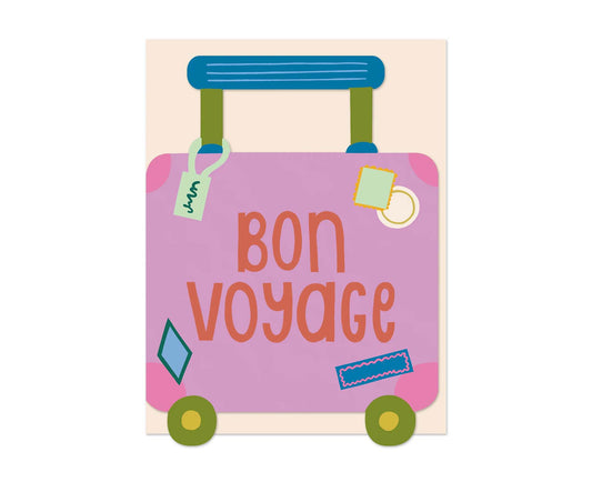 Bon Voyage Suitcase die cut mini card