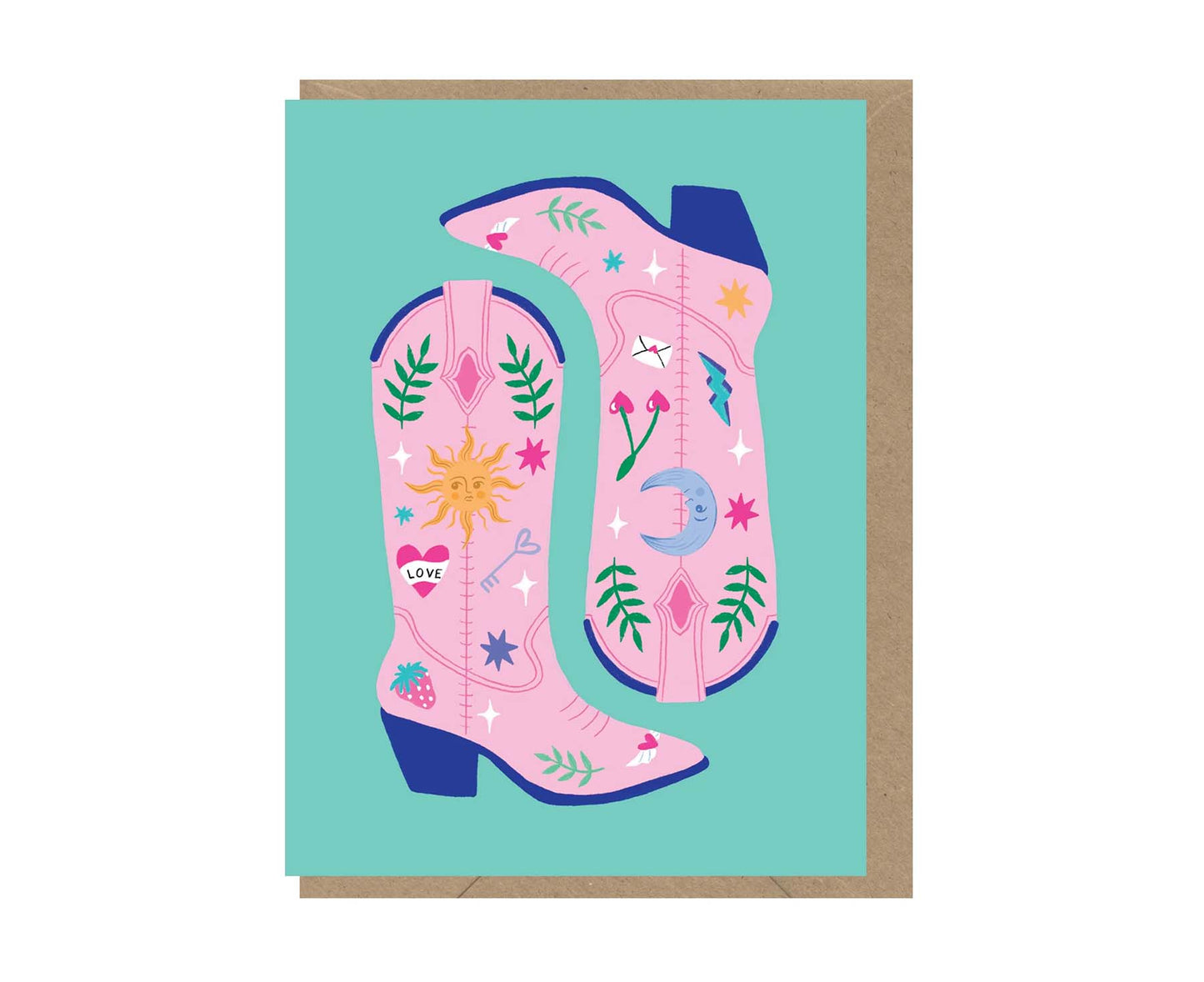 Pink Cowboy Boots mini blank card