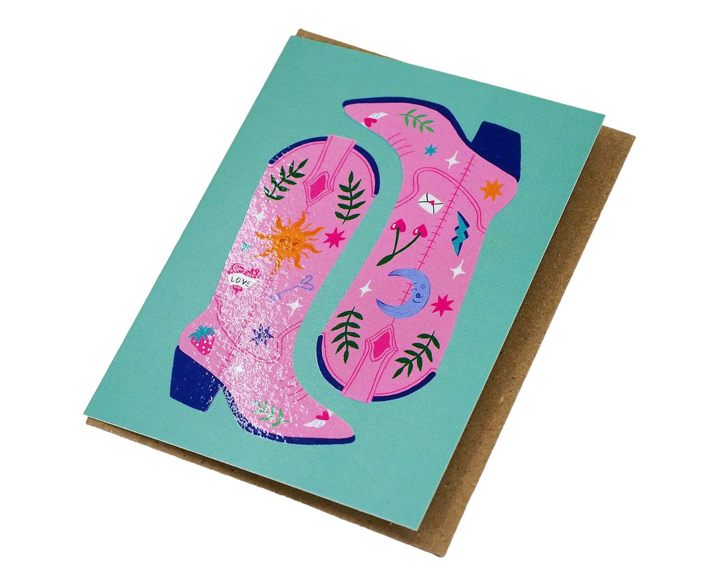 Pink Cowboy Boots mini blank card
