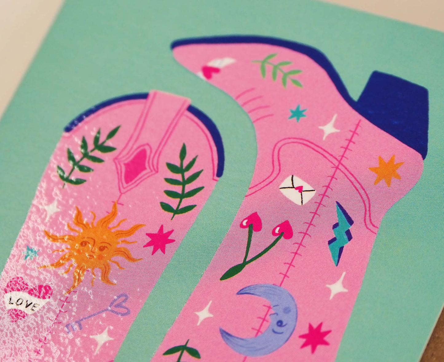 Pink Cowboy Boots mini blank card