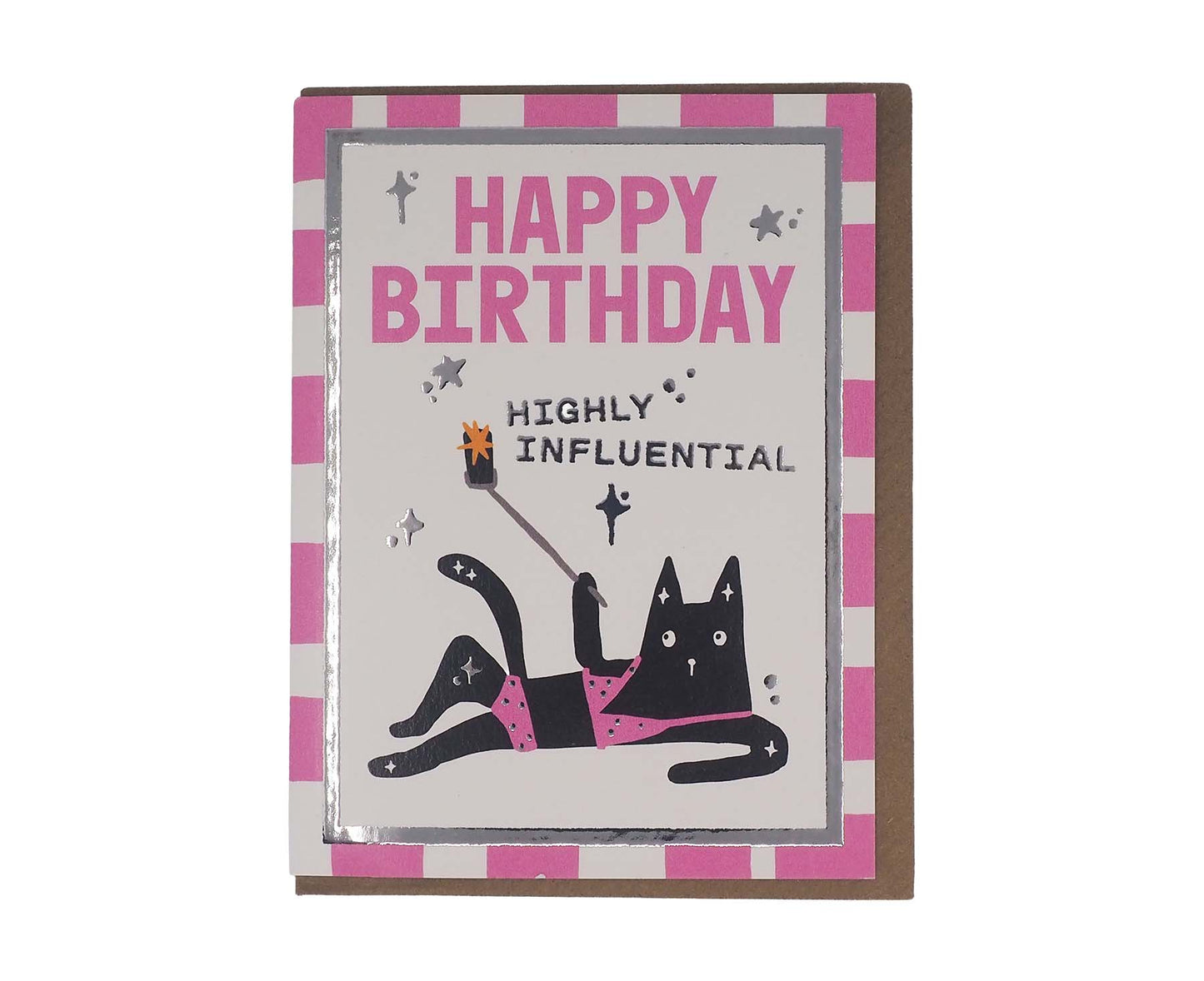 Highly Influential Selfie Cat Foiled Mini Birthday Card
