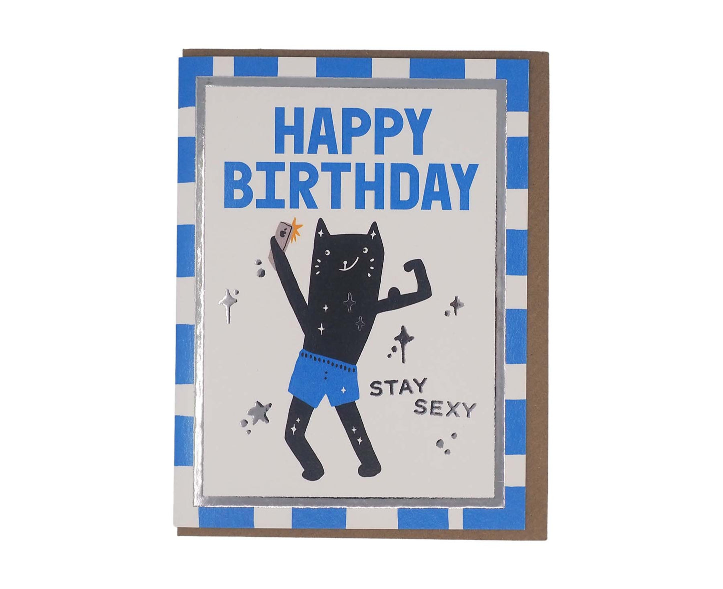 Stay Sexy Selfie Cat Foiled Mini Birthday Card
