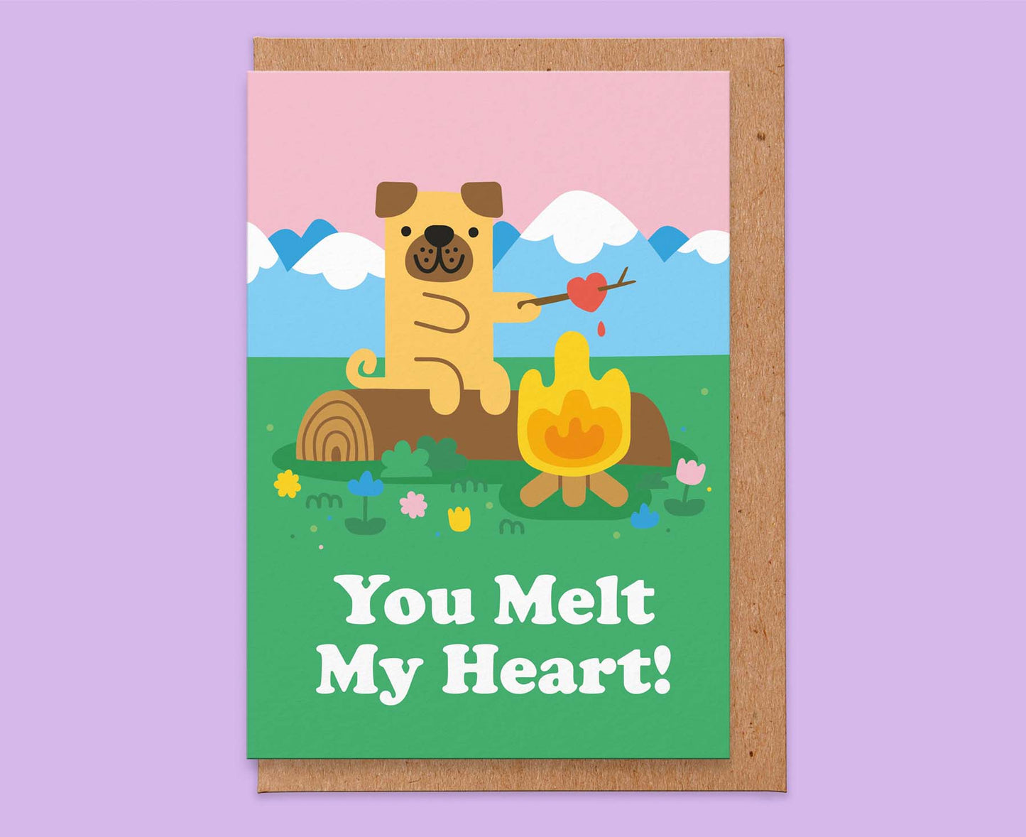 You Melt My Heart Pug Valentines Card
