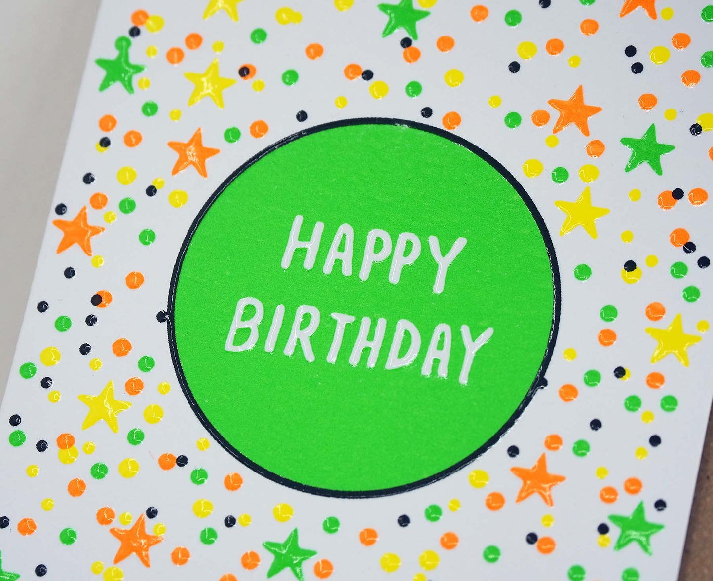 Happy Birthday Spots & Stars embossed mini birthday card