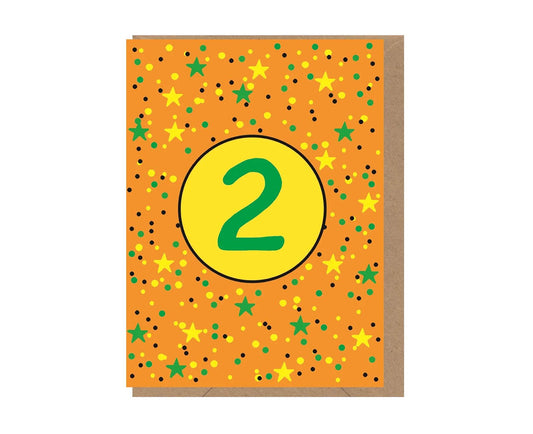 2nd Birthday Neon embossed mini card