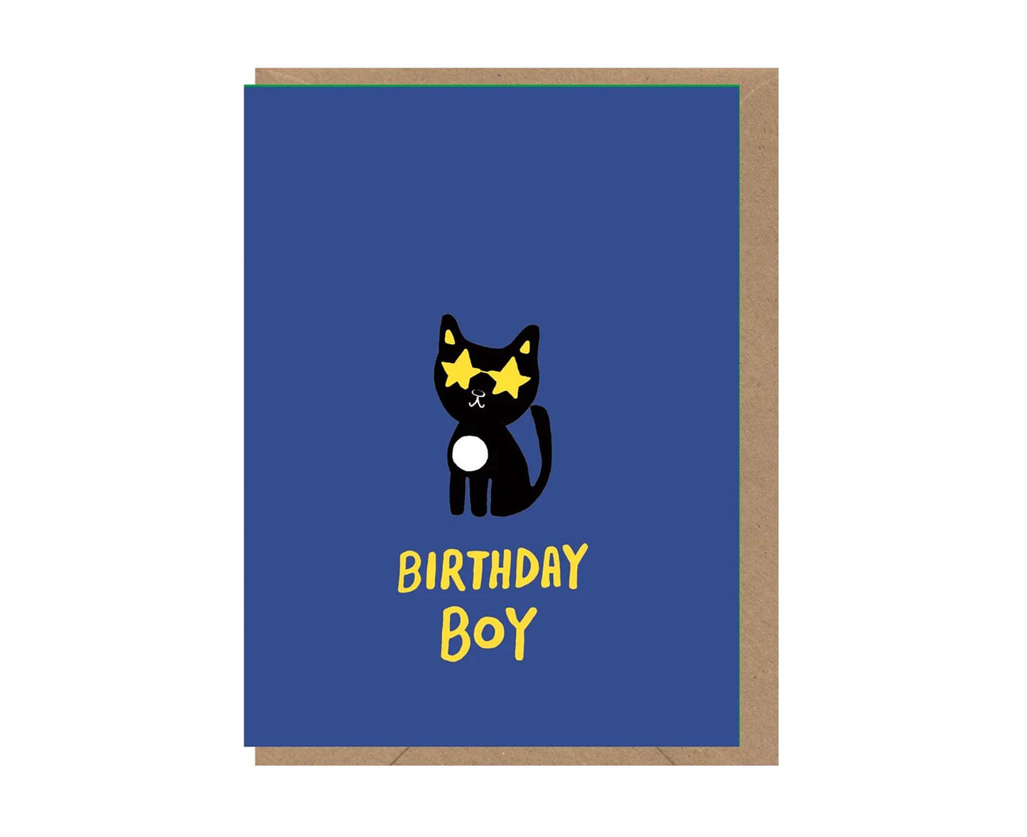 Birthday Boy Cat embossed mini birthday card