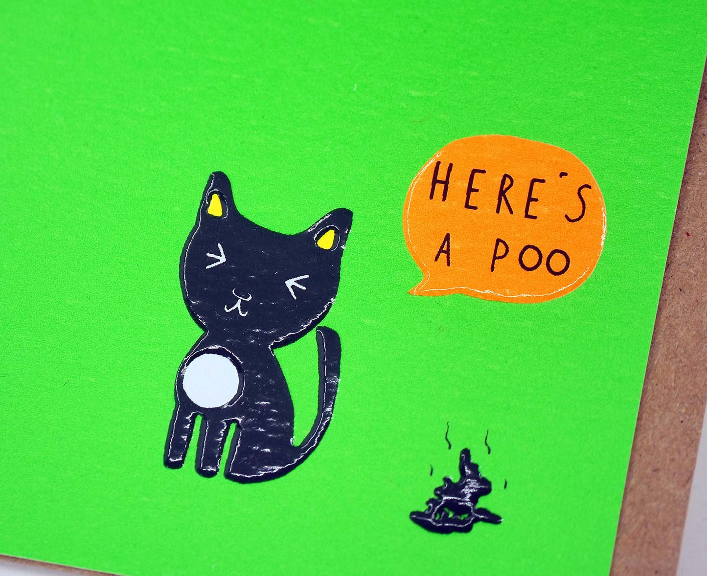Cat Poo embossed mini card