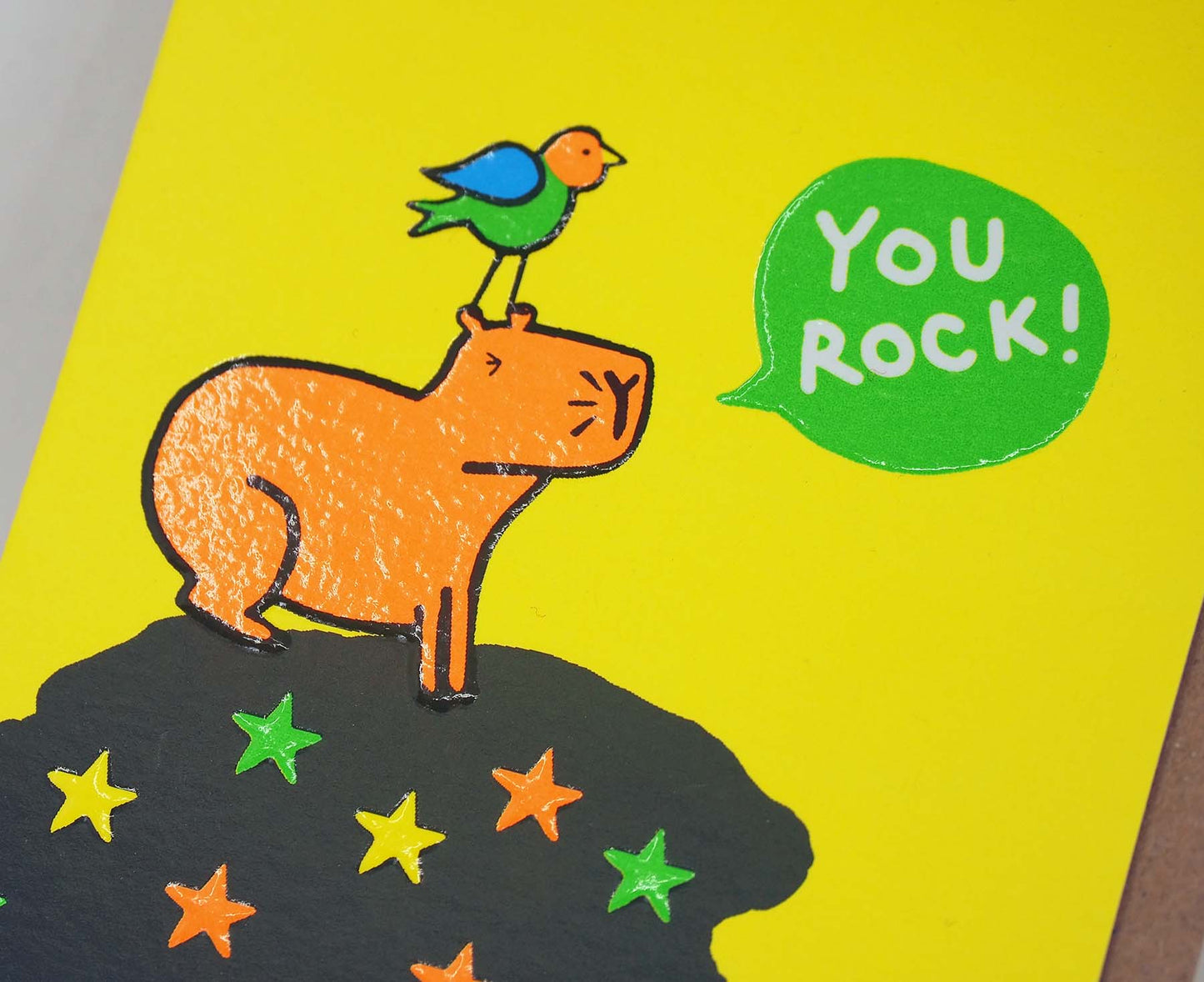 You Rock Capybara embossed mini congratulations card
