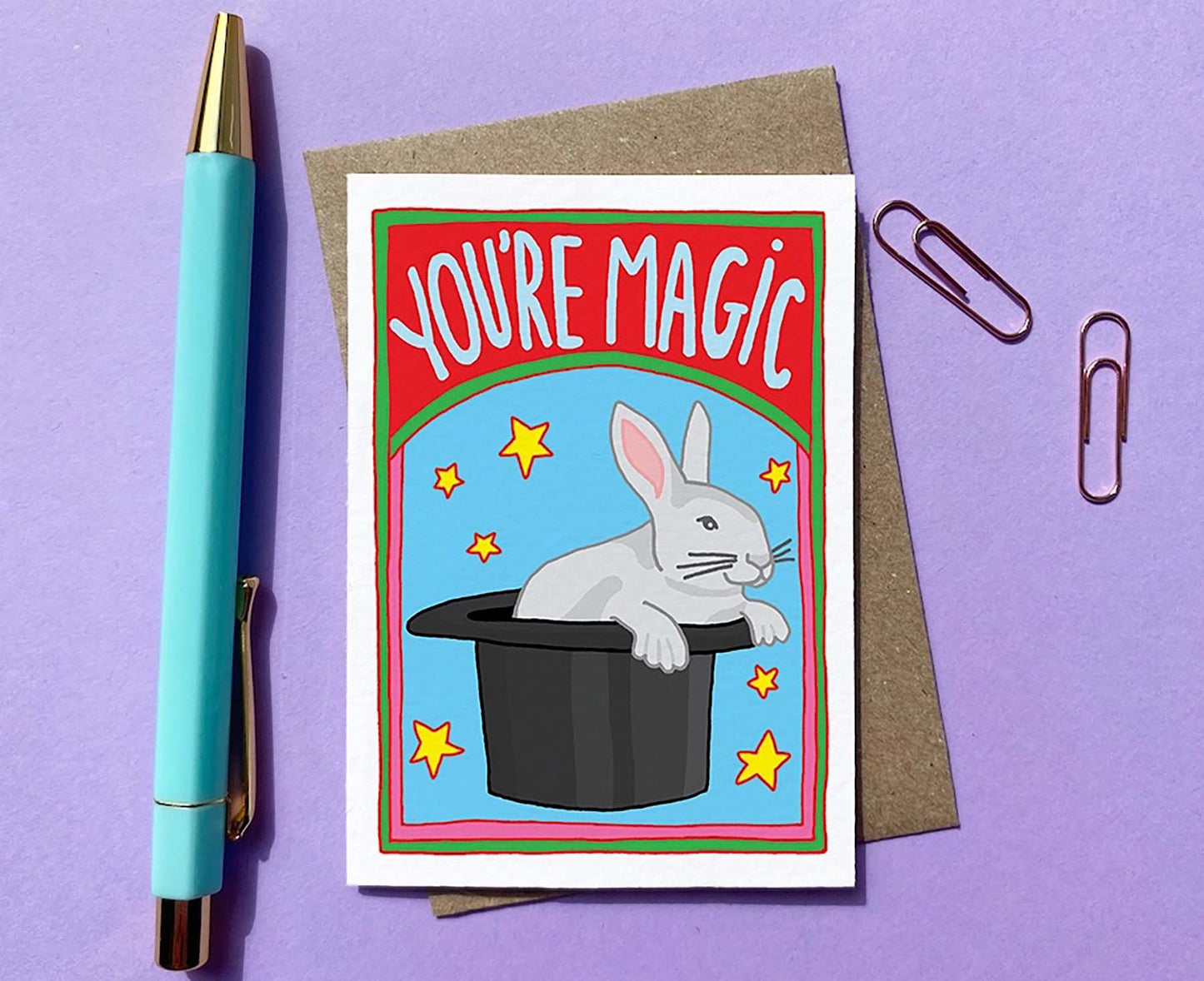 You're Magic! Rabbit in a Hat Matchbox Mini Thank You or Congratulations Card