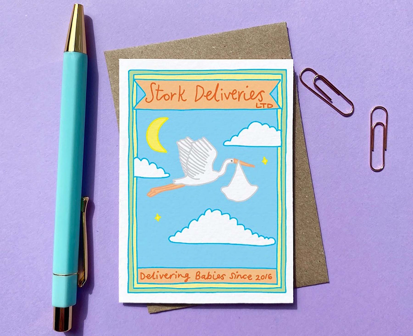 Stork Deliveries Matchbox Mini New Baby Card