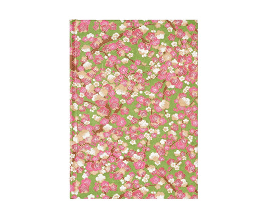 A5 Hardback Heritage Notebook Pink Blossom Plain Pages