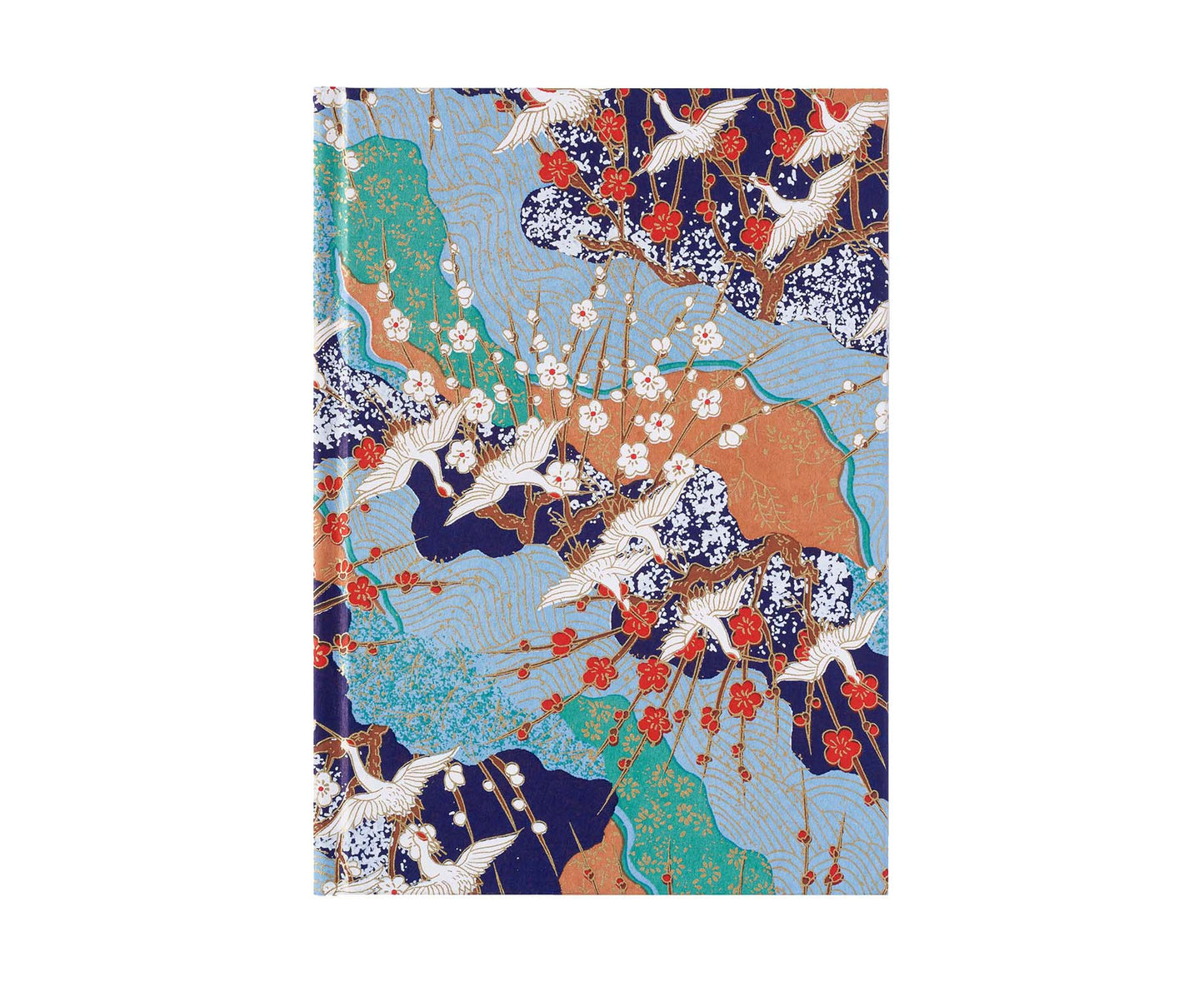 A5 Hardback Heritage Notebook Blue Cranes Collage Plain Pages
