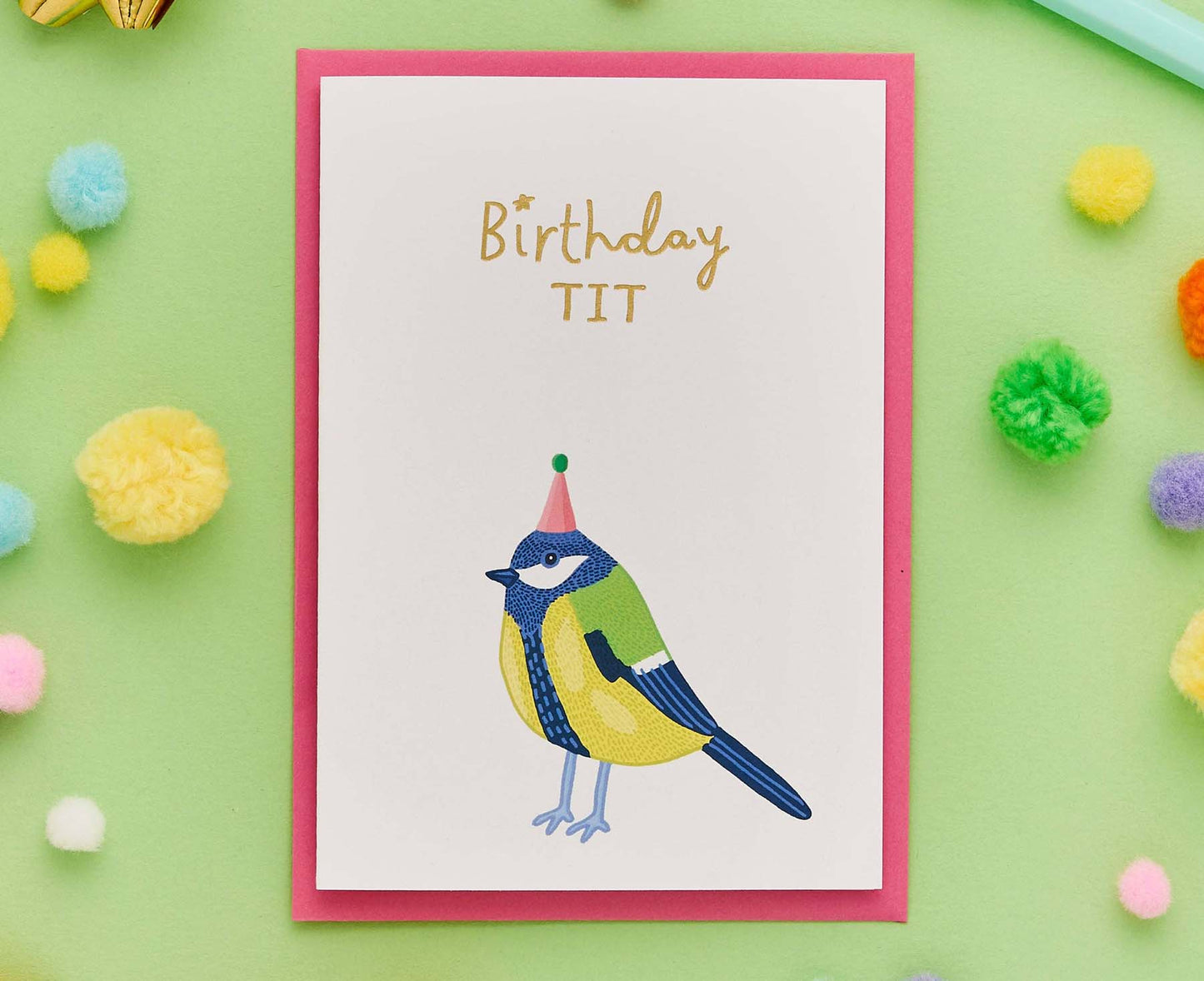 Birthday Tit Blue Tit Gold Foiled Birthday Card
