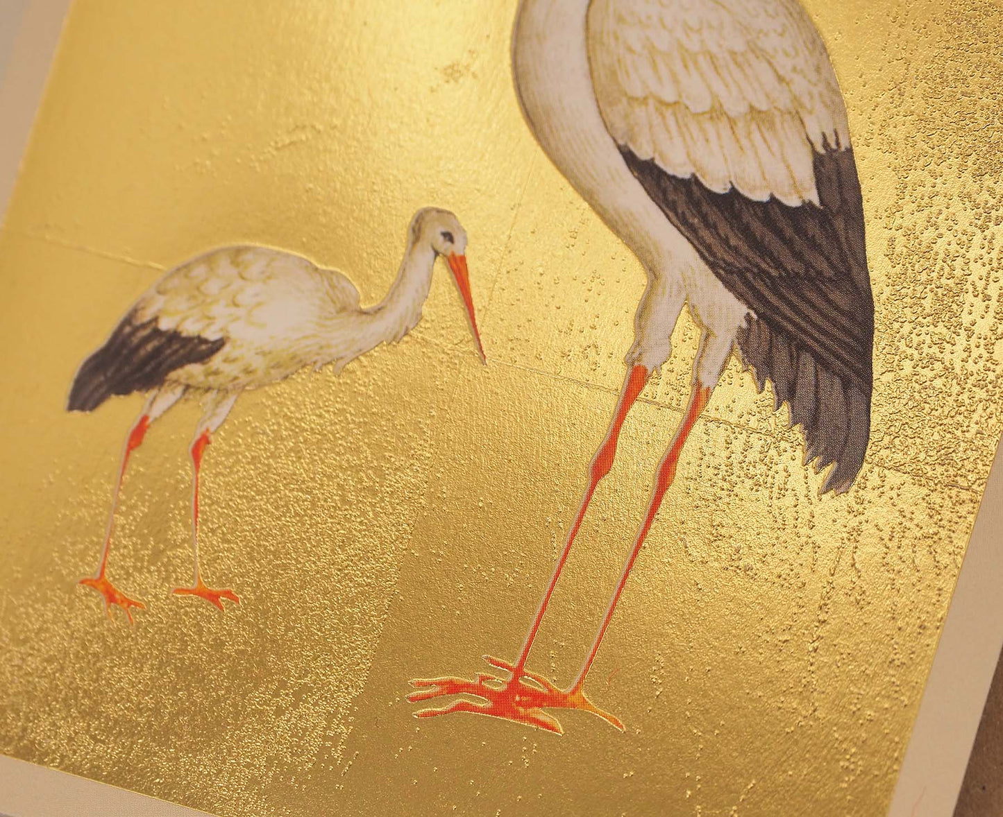 Mother & Baby Stork Gold Foiled Art Card