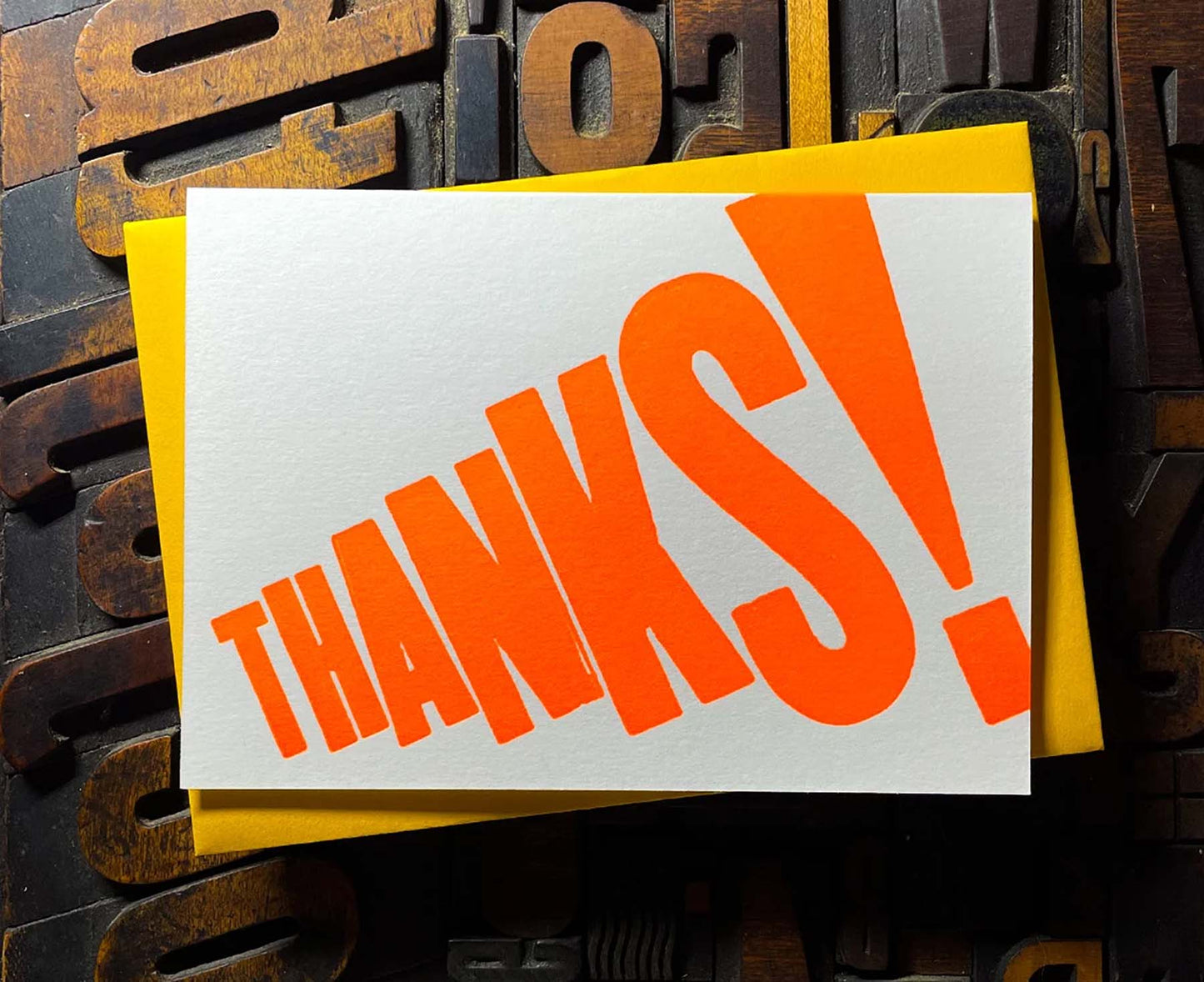 Thanks! Typography Letterpress Thank You Card