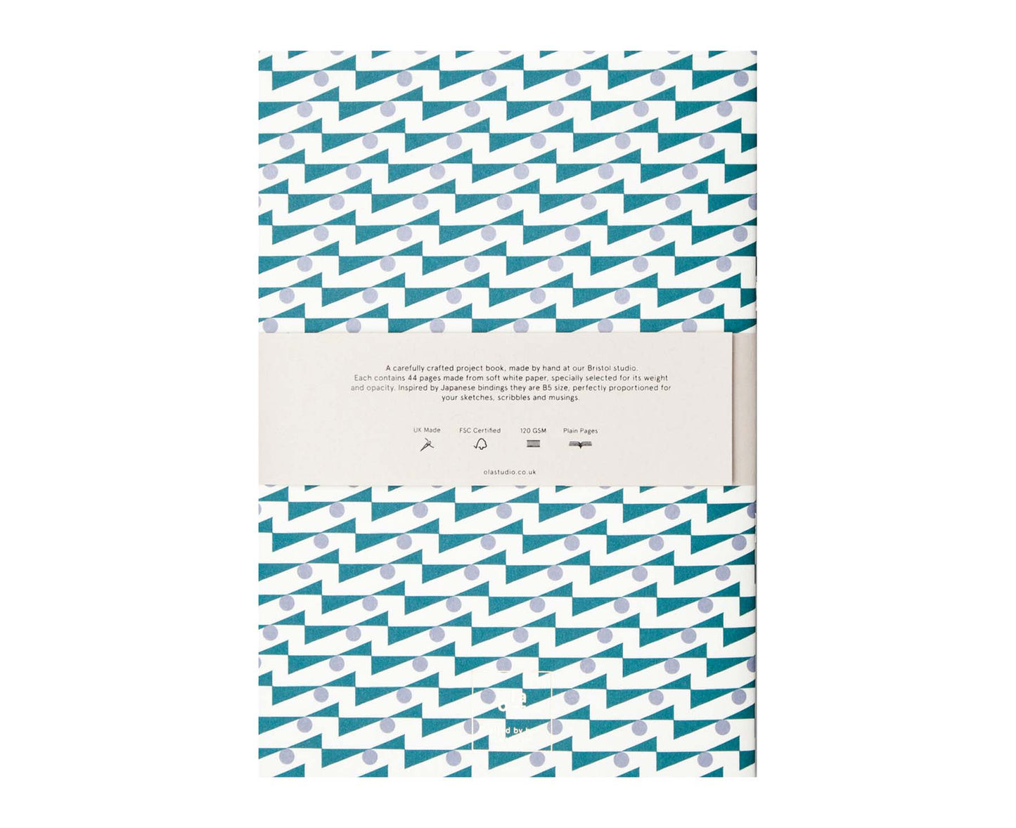 Exercise Book Ultramarine & Lilac Enid Print- plain pages