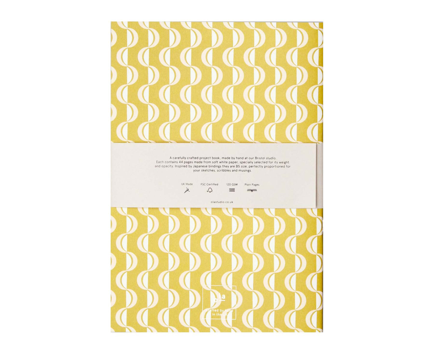 Exercise Book Chartreuse Green & Yellow Wave Print- plain pages