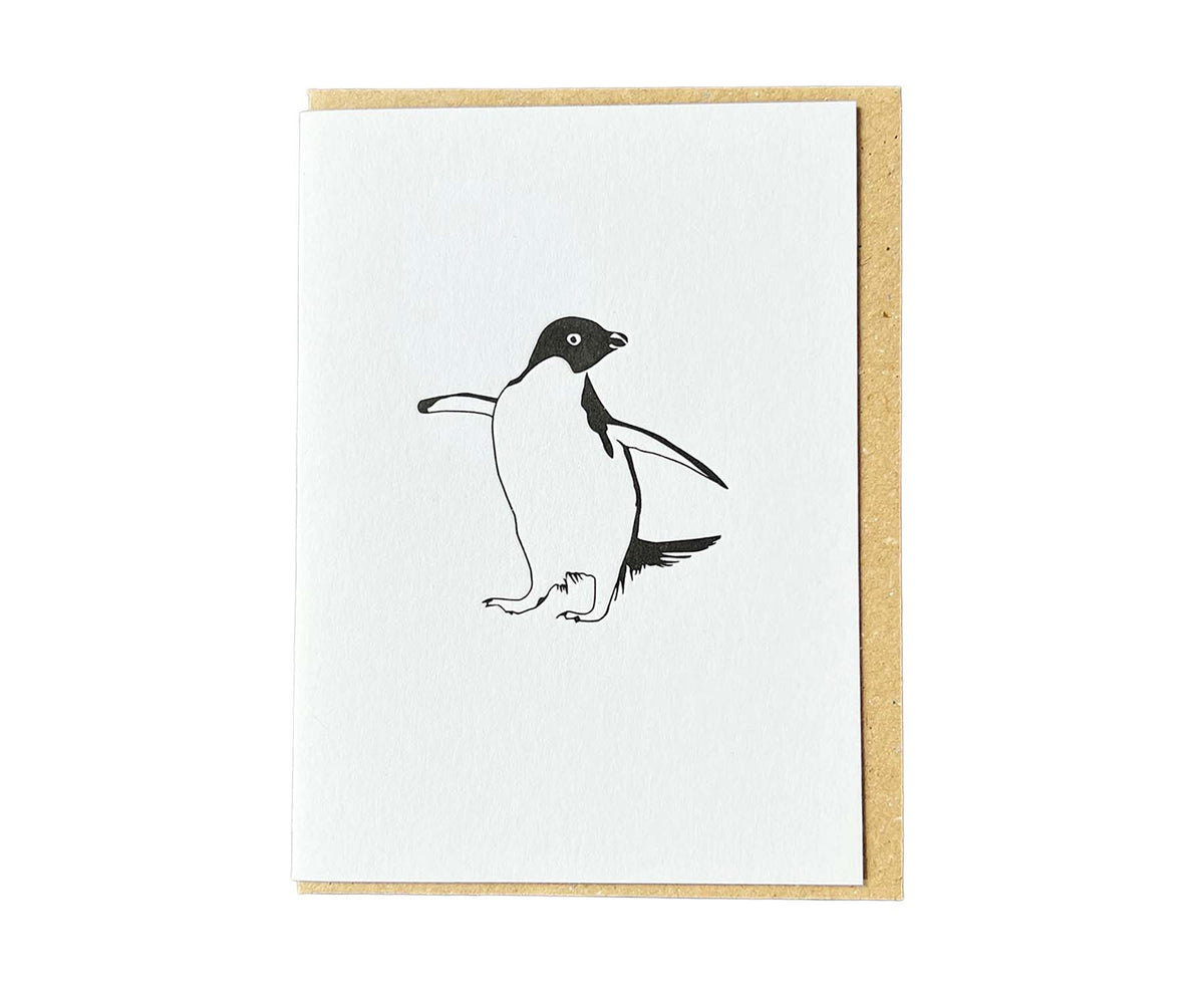 Adélie Penguin Mini Letterpress Christmas card
