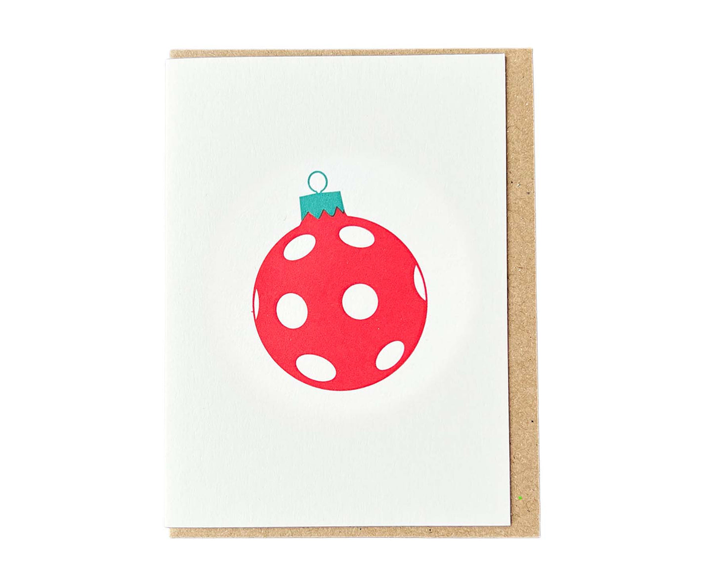 Red & White Spots Bauble Mini Letterpress Christmas card