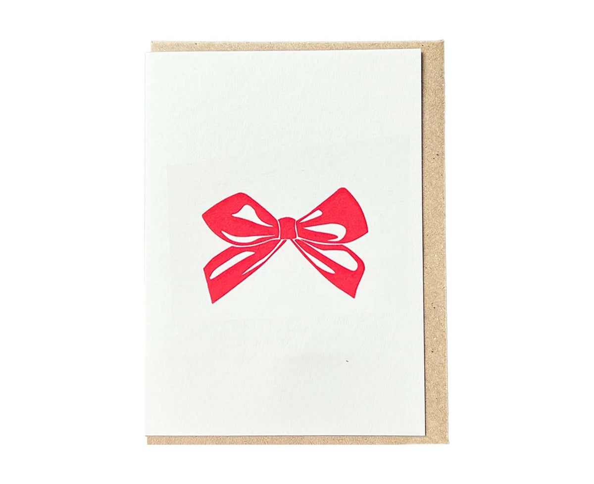 Red Bow Mini Letterpress Christmas card