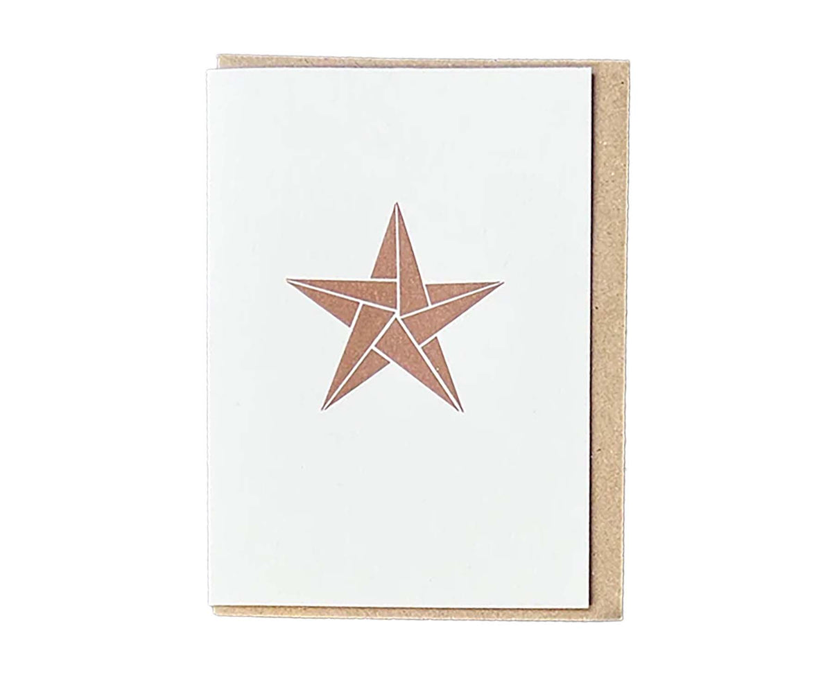 Gold Star Mini Letterpress Christmas card