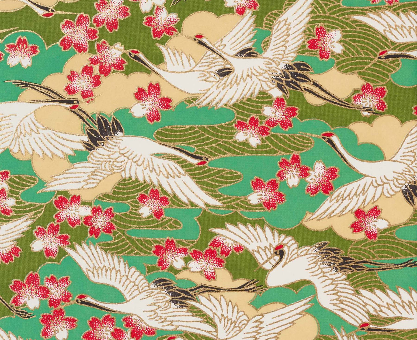 Small Patterned Notebook Cranes & Blossom Plain Pages