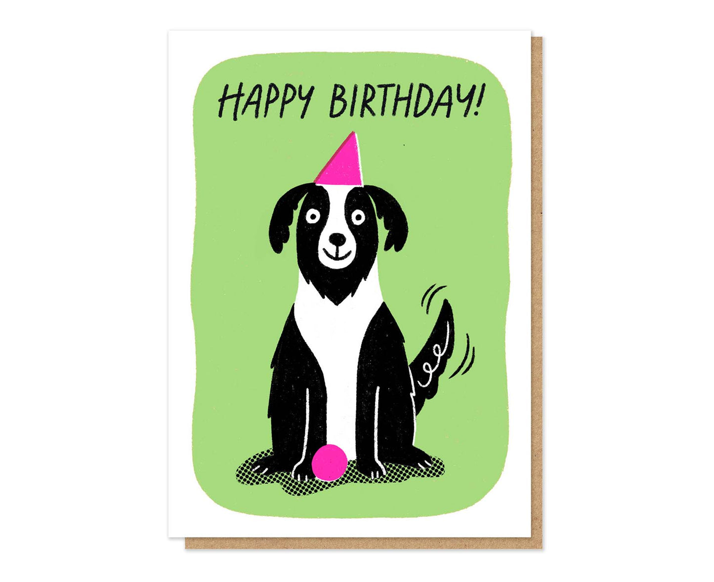 Collie Dog Letterpress Birthday Card