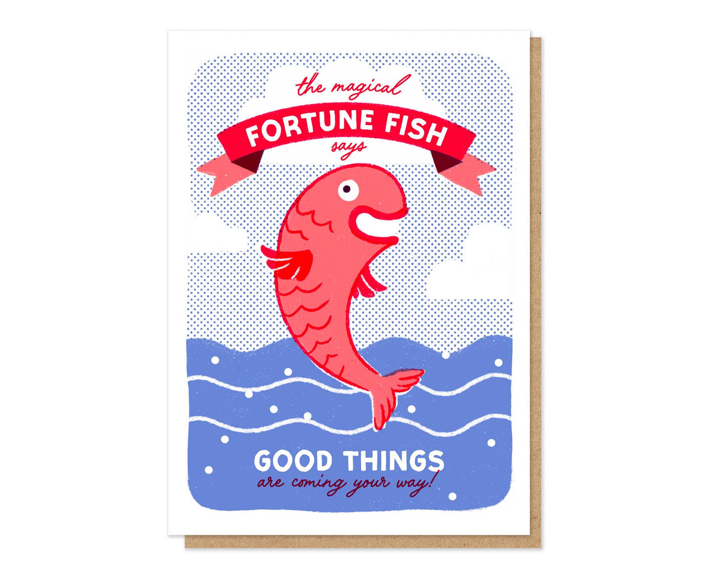 Fortune Fish Letterpress Good Luck Card