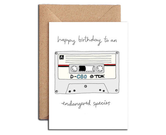 Happy Birthday to an Endangered Species Retro Cassette Birthday Card